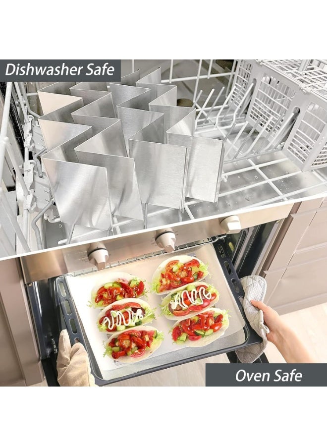 PTTIMFFM 4 Pack Stainless Steel Taco Holders with Handles, Durable Taco Stands for Tacos, Hot Dogs, Sandwiches & More - Image 5